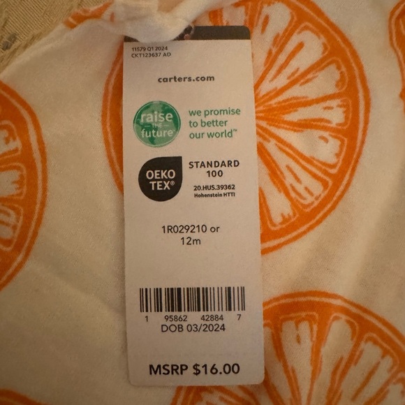 NWT:Carter’s Baby Button Down Pineapple Shorts Romper 12M - Picture 8 of 10